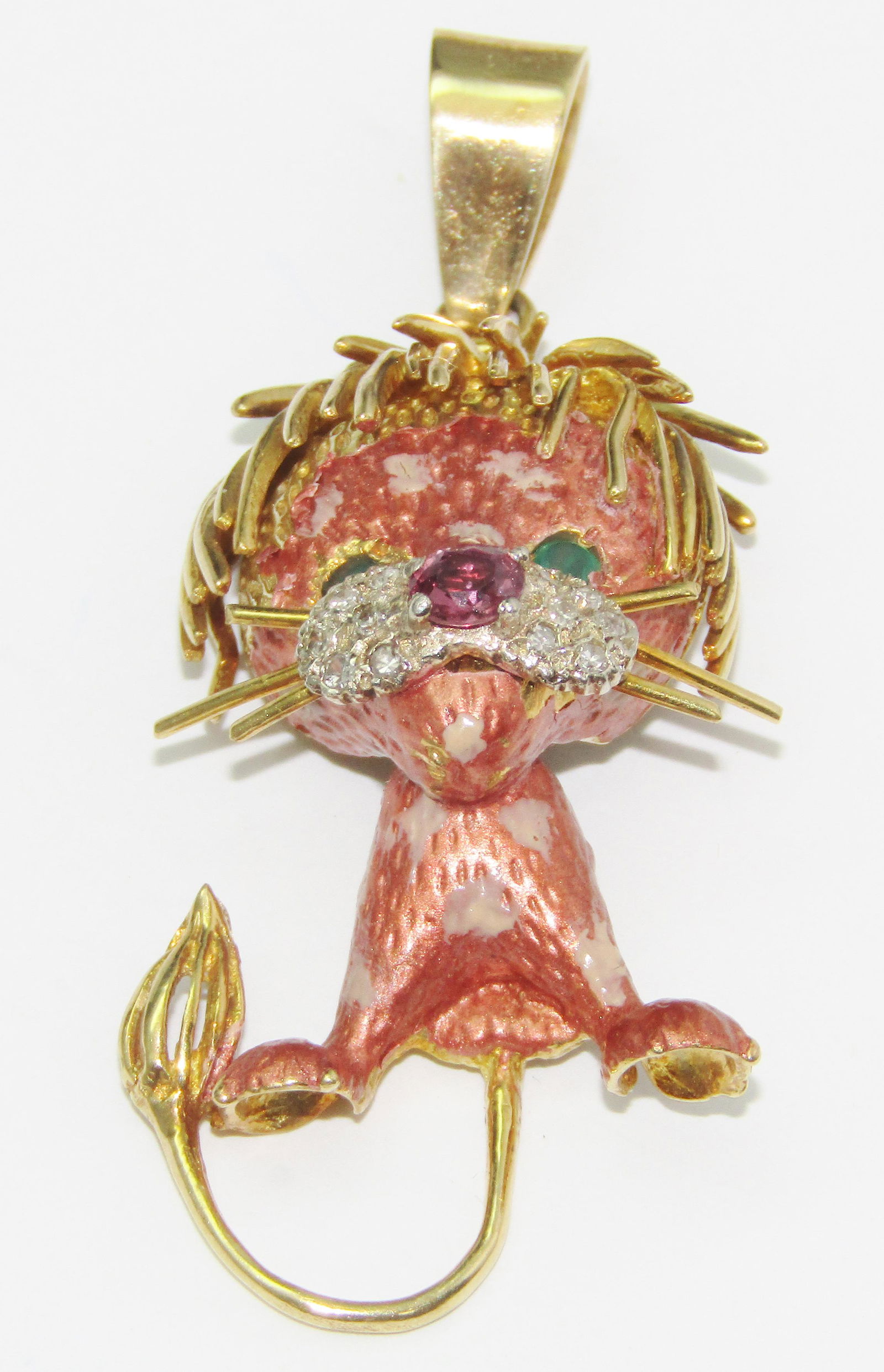 Hammermens Brothers 18Kt Gold and Enamel Lion Pendant with Emeralds, Ruby and Diamonds (1 of 2)