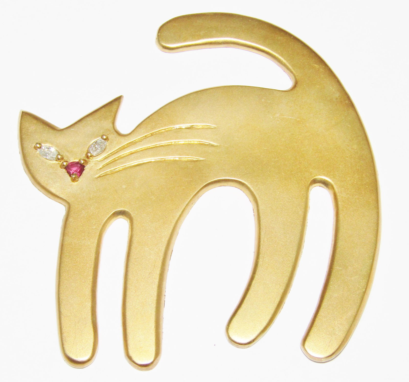 18Kt Gold Flat Paperweight with Diamonds and Ruby (1 of 1)