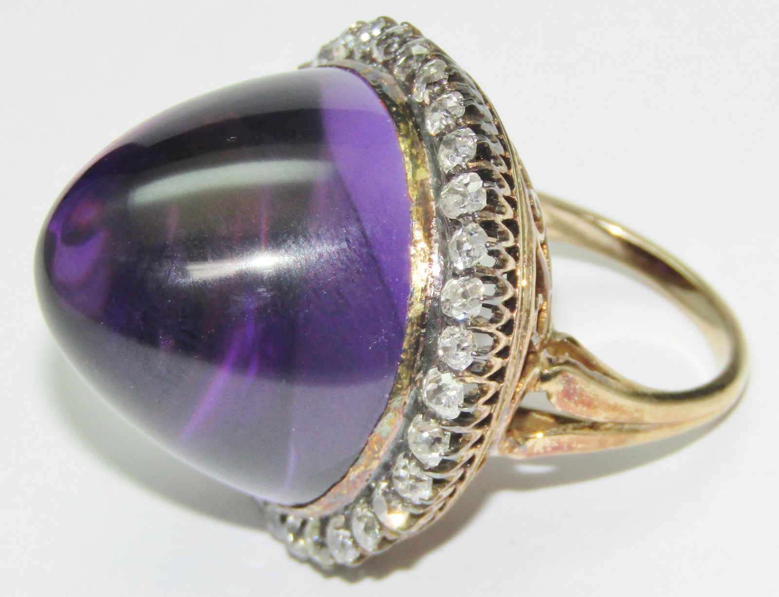 14Kt Gold 60 Carat Cabochon Amethyst with Diamonds (1 of 6)