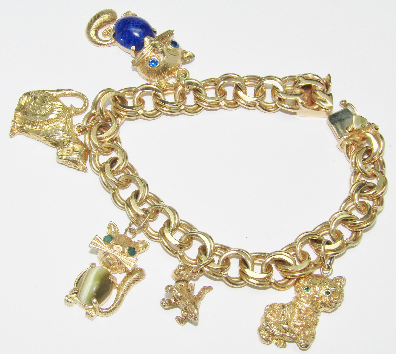 14Kt Gold Cat Charm Bracelet (1 of 2)