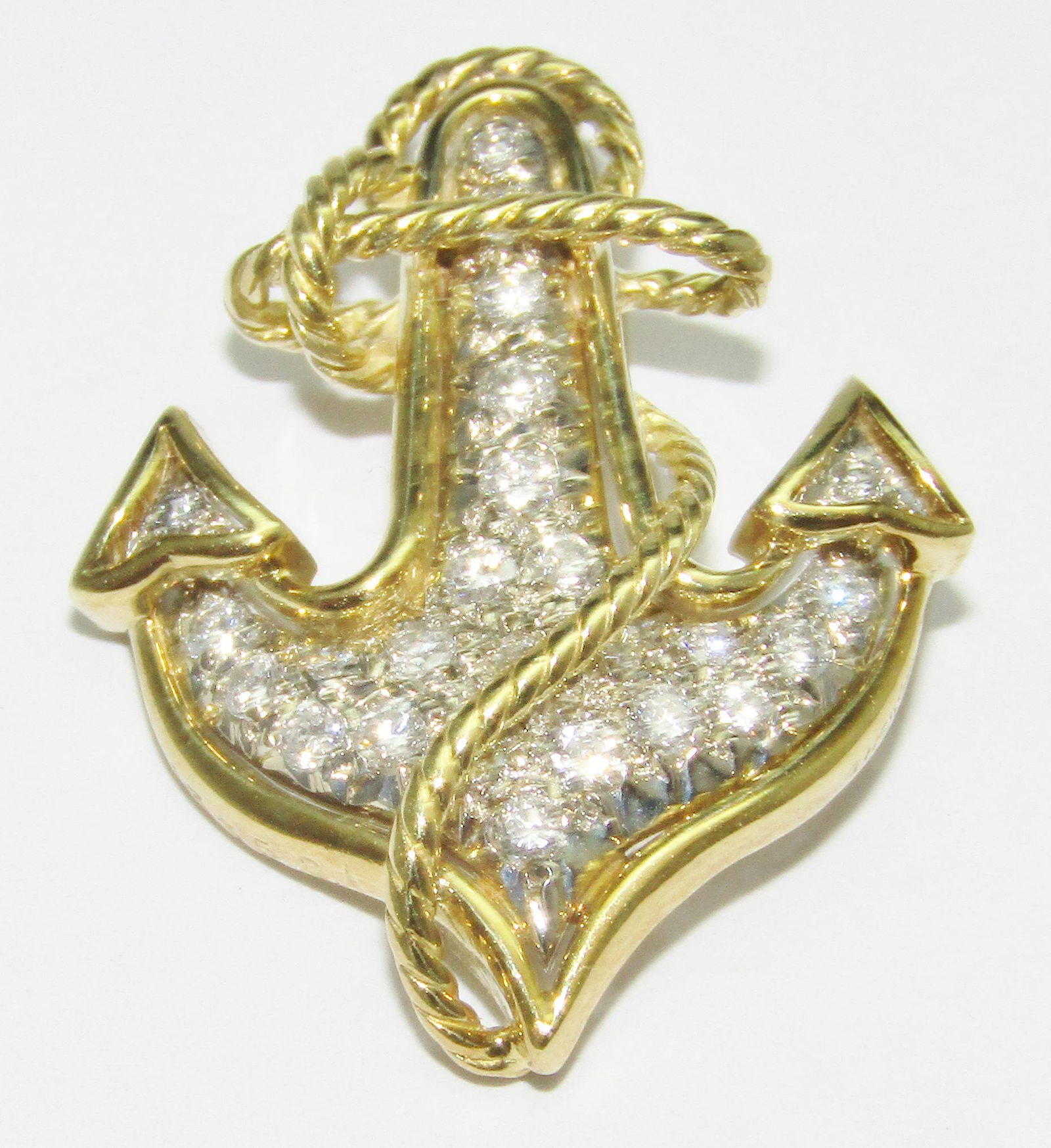Jose Hess 18Kt Gold Anchor & Rope Pendant with Diamonds (1 of 2)