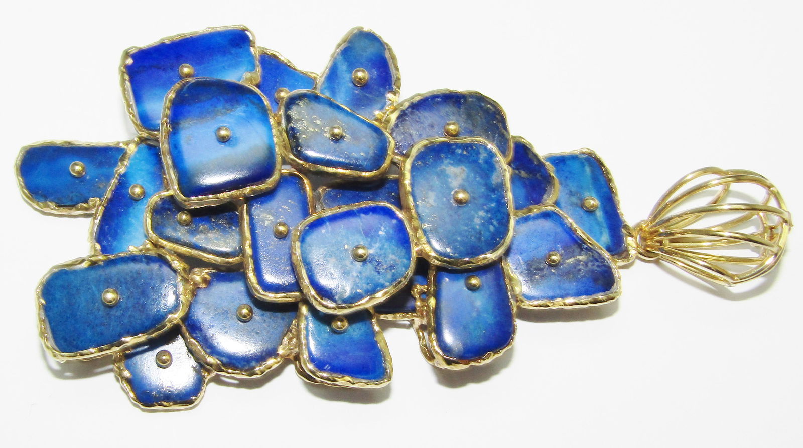 18Kt Gold Lapis Lazuli Pendant featuring Rectangles (1 of 1)