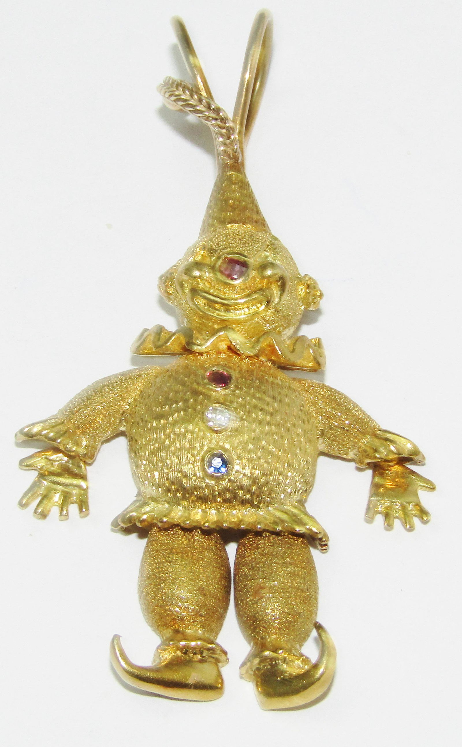 18Kt Gold Clown Pendant with Rubies, Sapphire and Diamond (1 of 1)