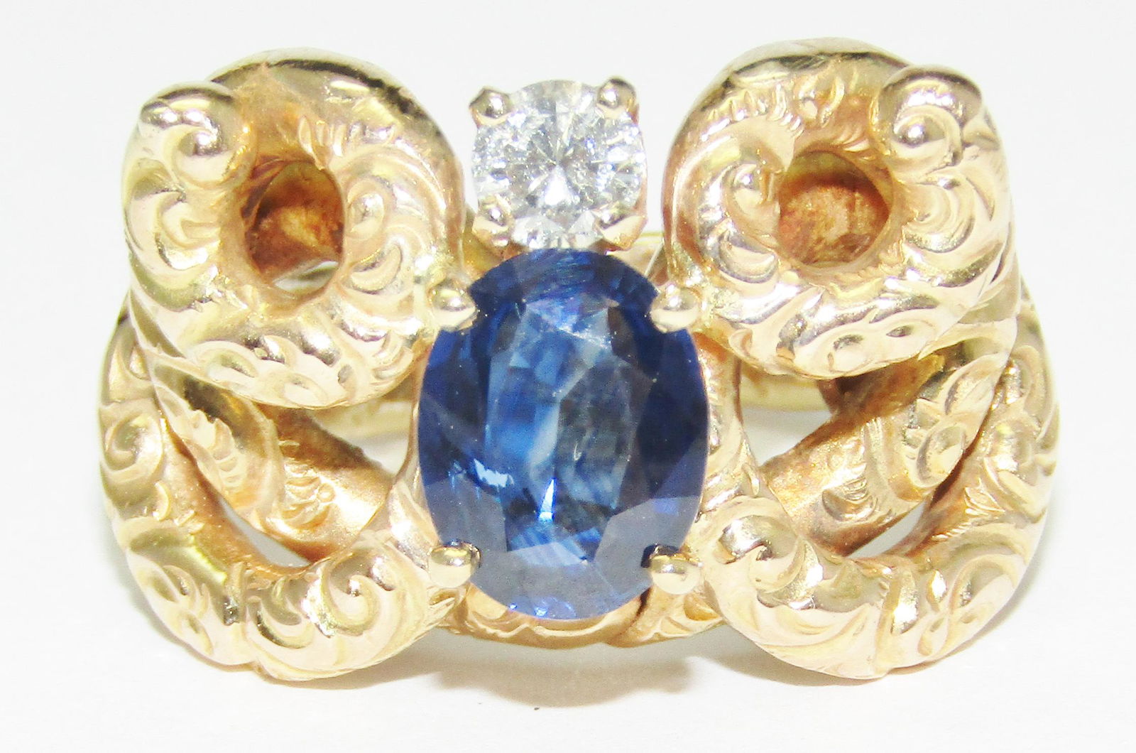14Kt Sapphire and Diamond Ring in Butterfly Motif (1 of 1)