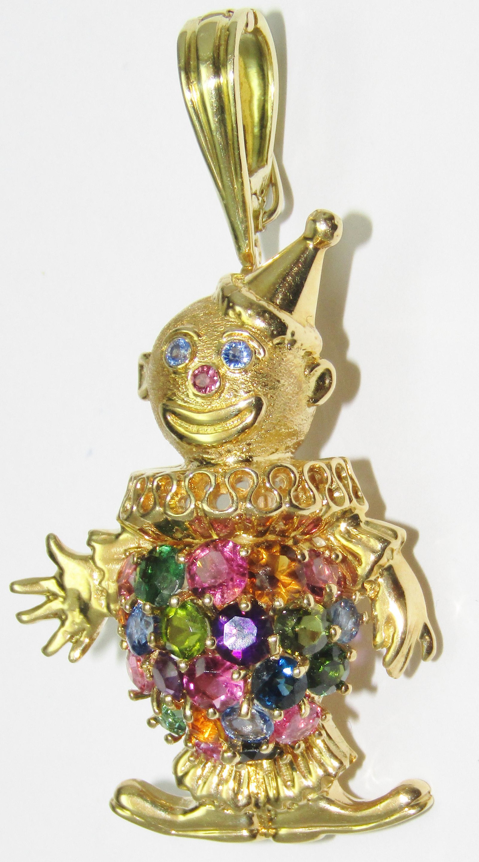 18Kt Gold and Multi-colored stone Clown Pin/Pendant (1 of 2)