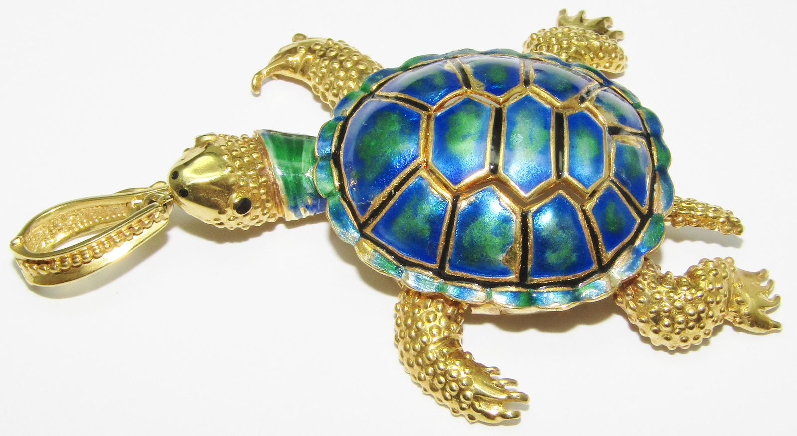 18Kt Gold and Enamel Turtle Pendant (1 of 1)
