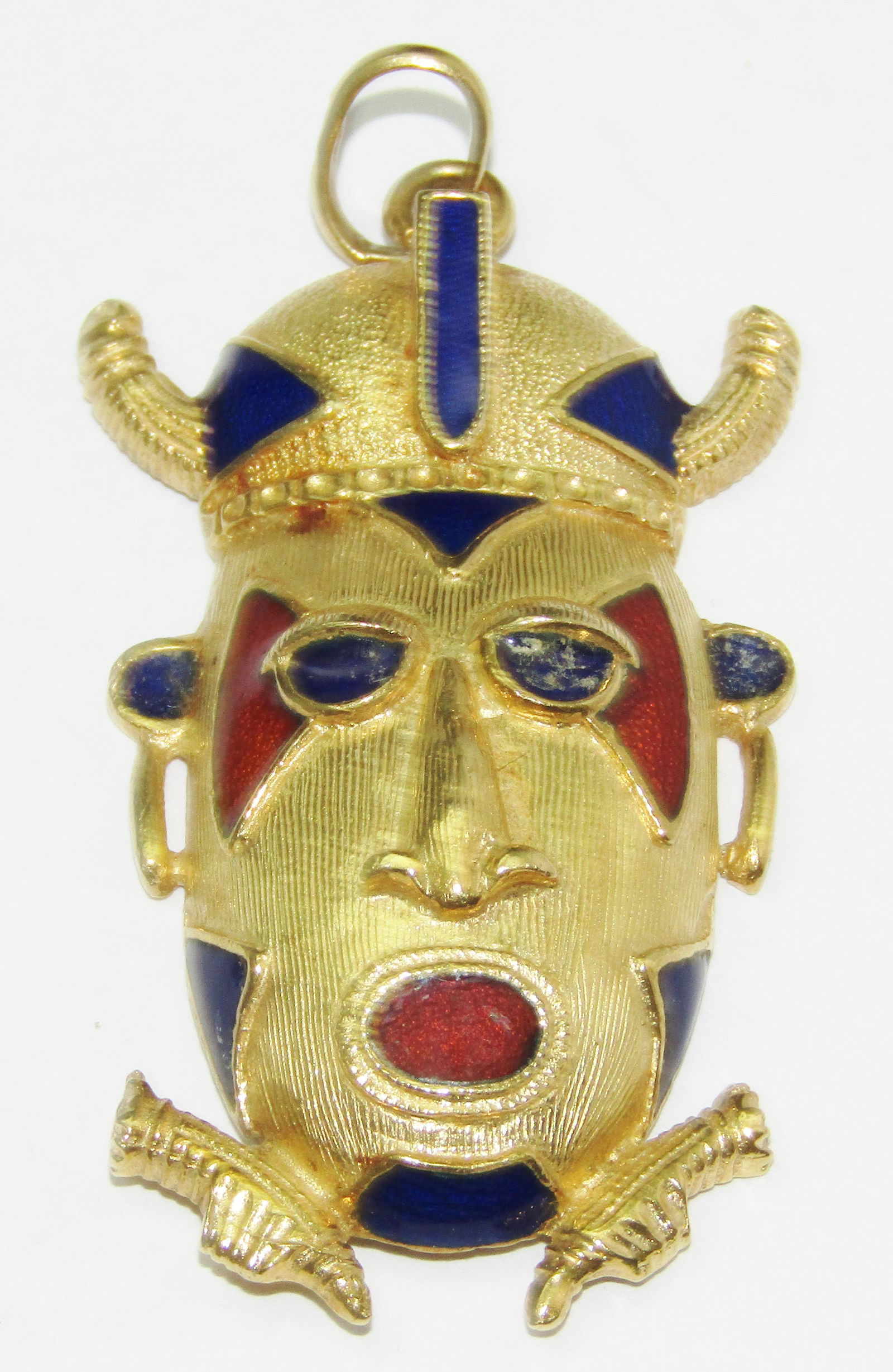 Fabor 18Kt Gold and Enamel Mask Pendant (1 of 2)