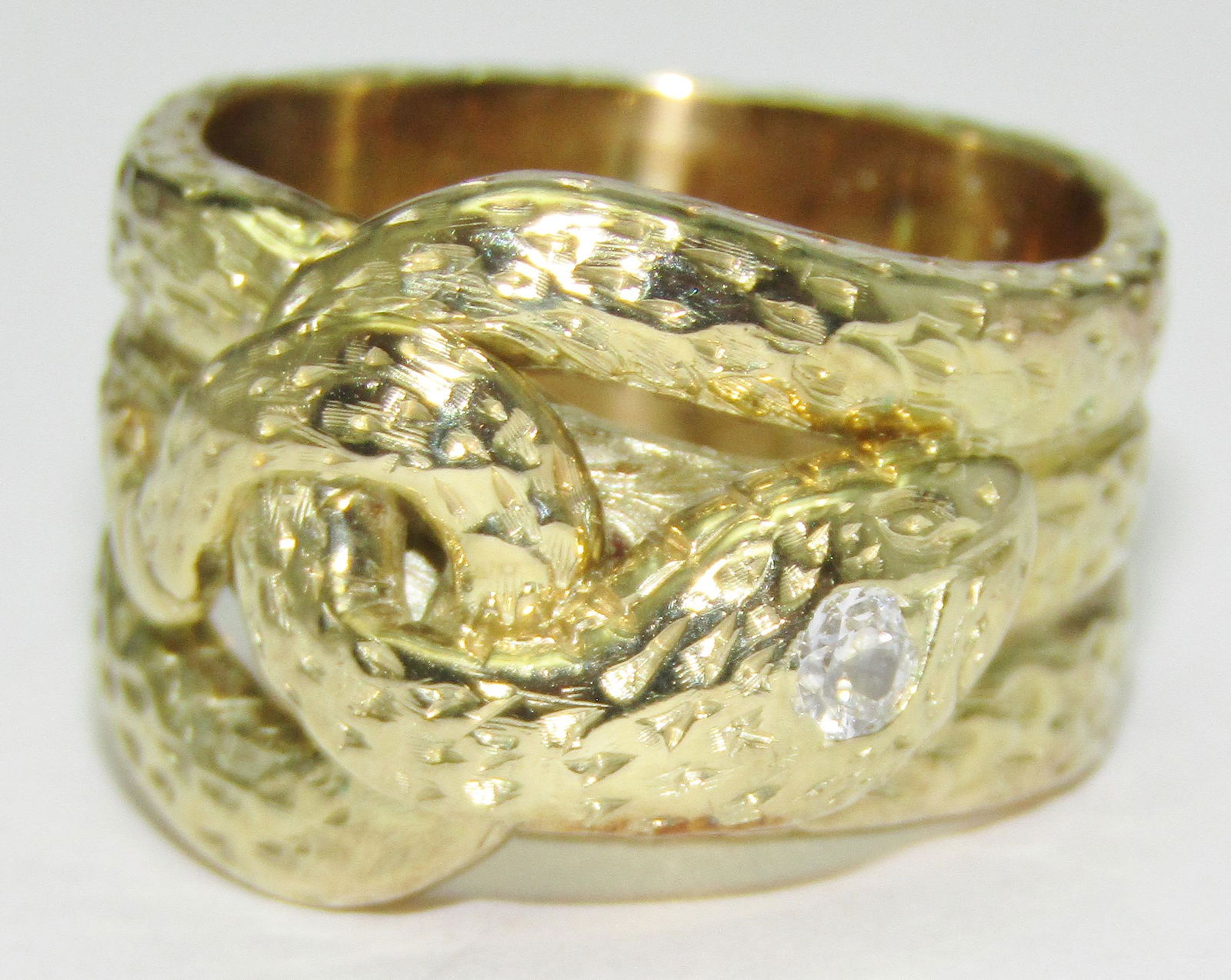14Kt Gold Snake Ring with Diamond (1 of 1)