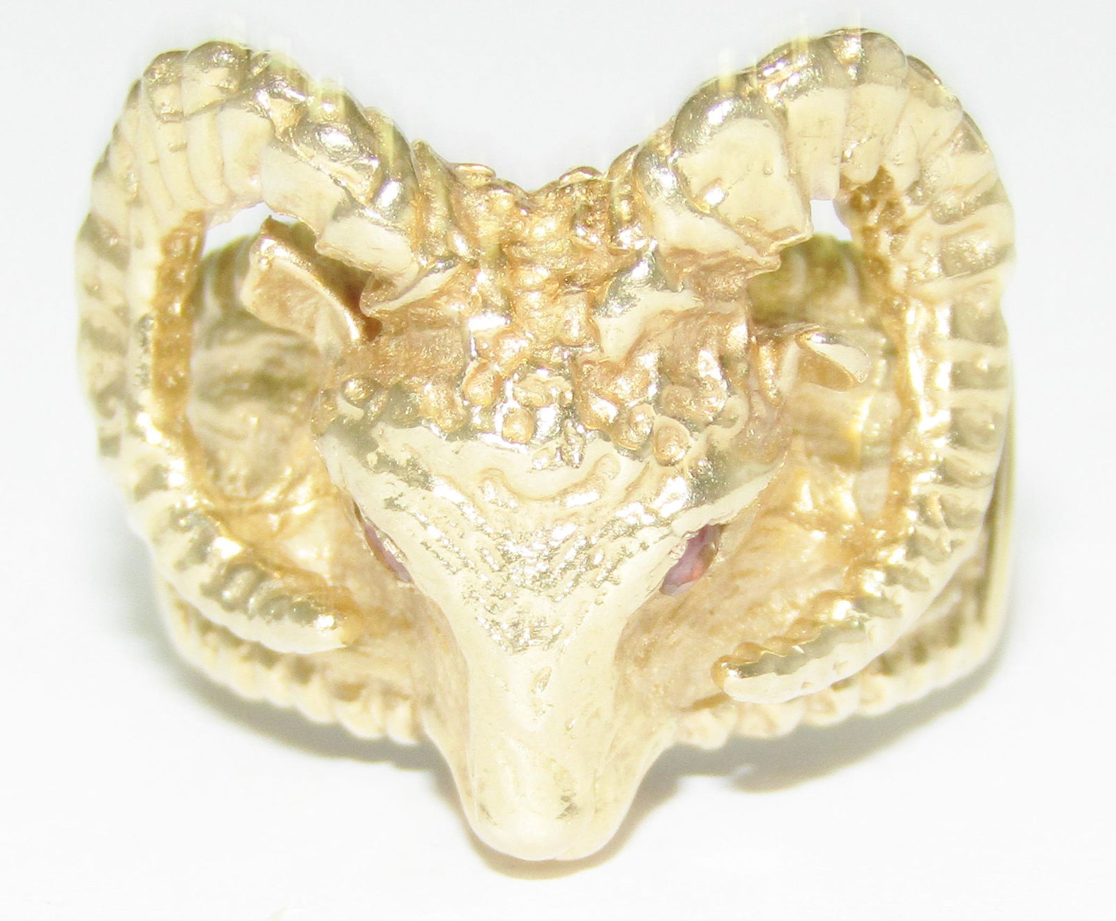 14Kt Gold Rams Head Ring with Rubies (1 of 1)
