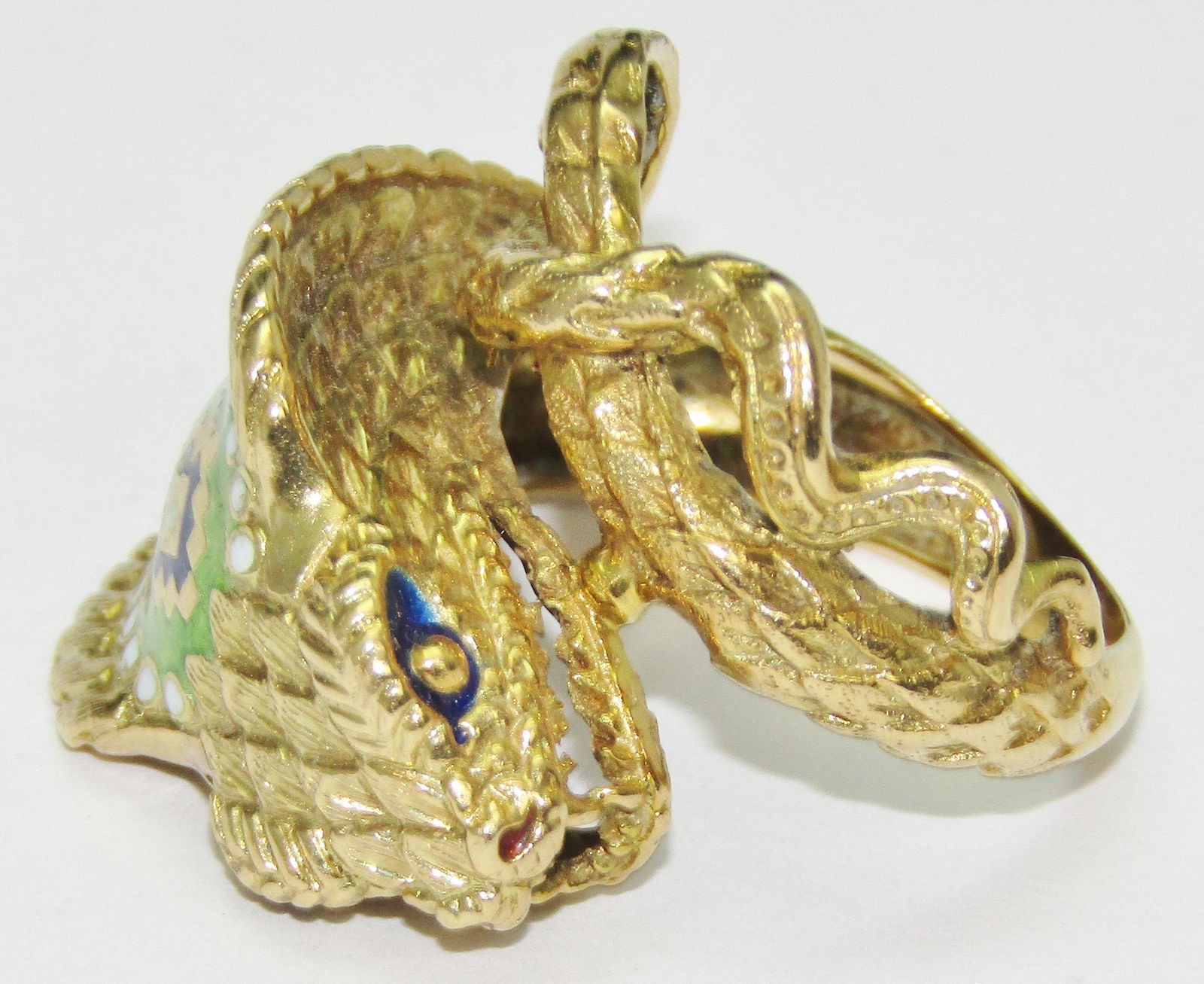 18Kt Gold and Enamel Snake Ring (1 of 1)