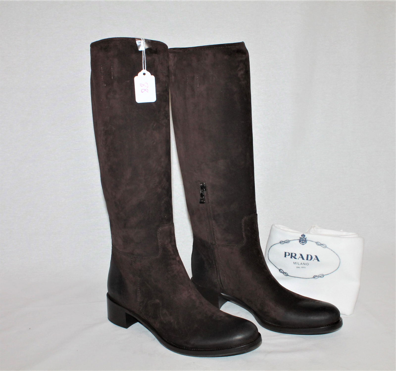 Prada Scamosciato Old beautiful knee high brown boots (1 of 6)