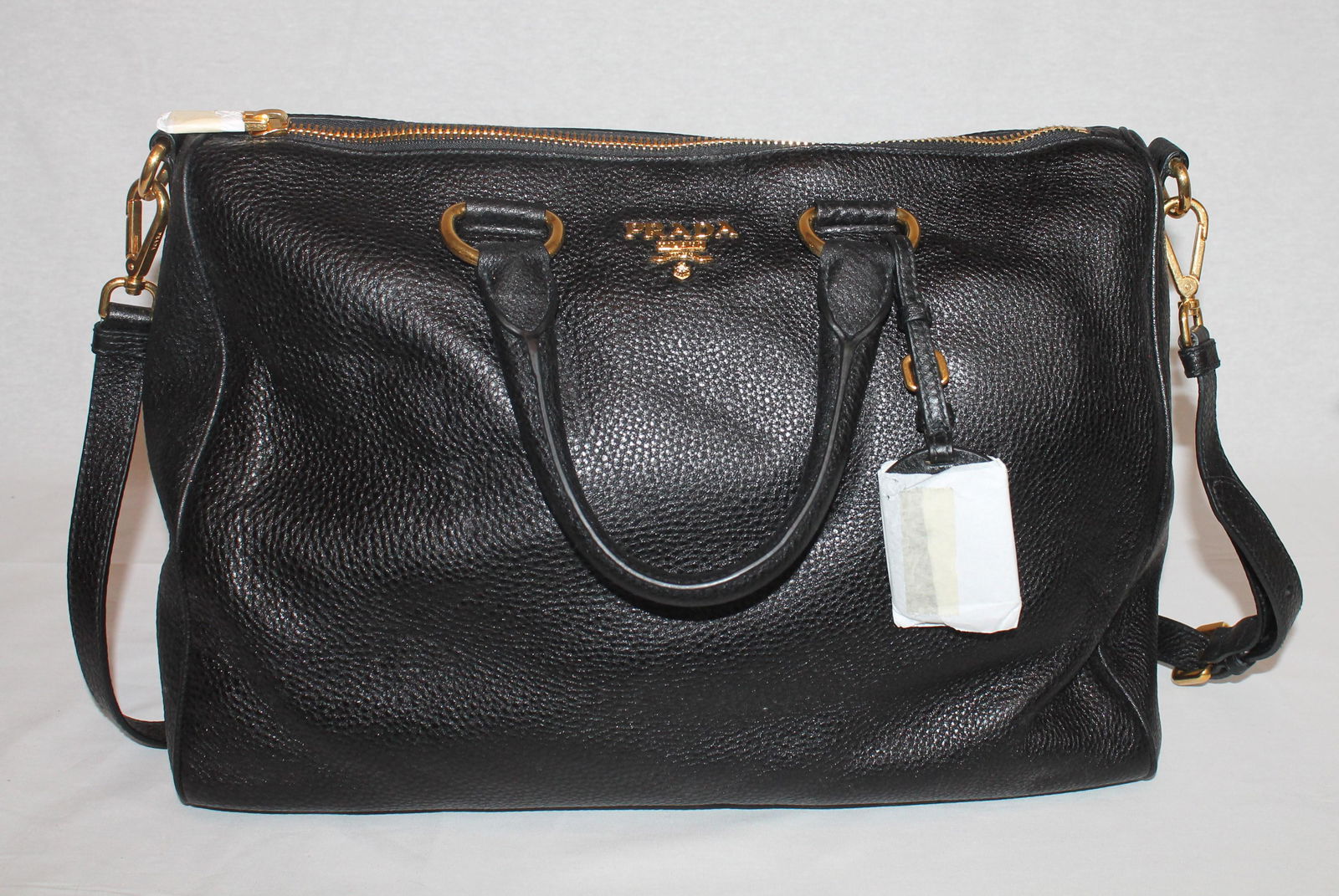 Prada Bauletto black pebbled leather bag (1 of 8)