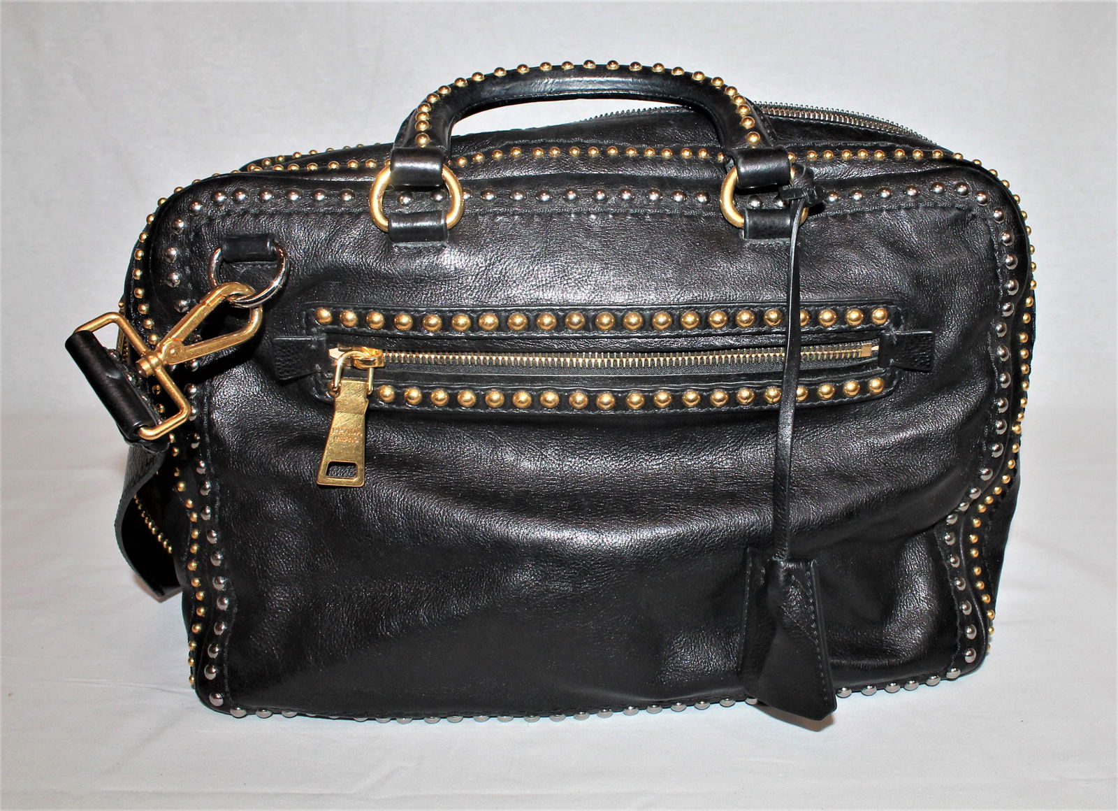 Black Studded Prada Satchel (1 of 9)