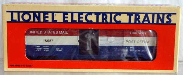 LIONEL C.P. OPERATING BOX CAR, U.S. MAIL OP. BOX C: LIONEL C.P. OPERATING BOX CAR, U.S. MAIL OP. BOX CAR. Box: YES 9228, 16687