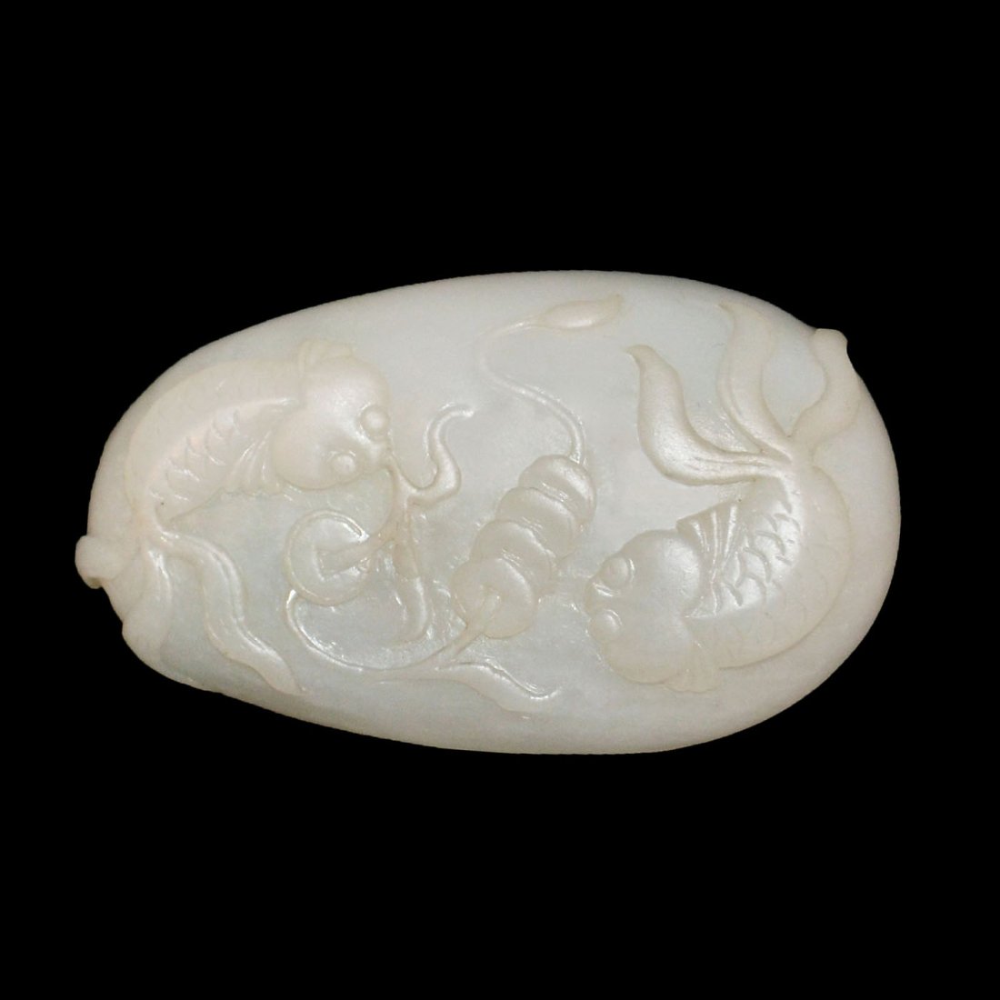 Hetian White Jade Carving of Lotus Pond with Gold Fish (1 of 3)