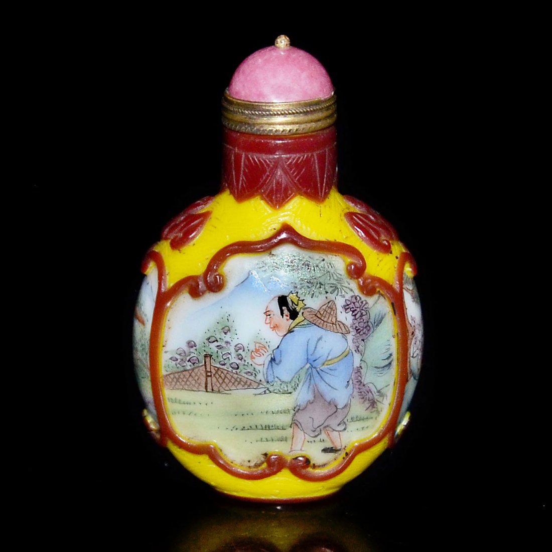 Qing, A Fine and Rare Well Carved Red and Yellow (1 of 9)