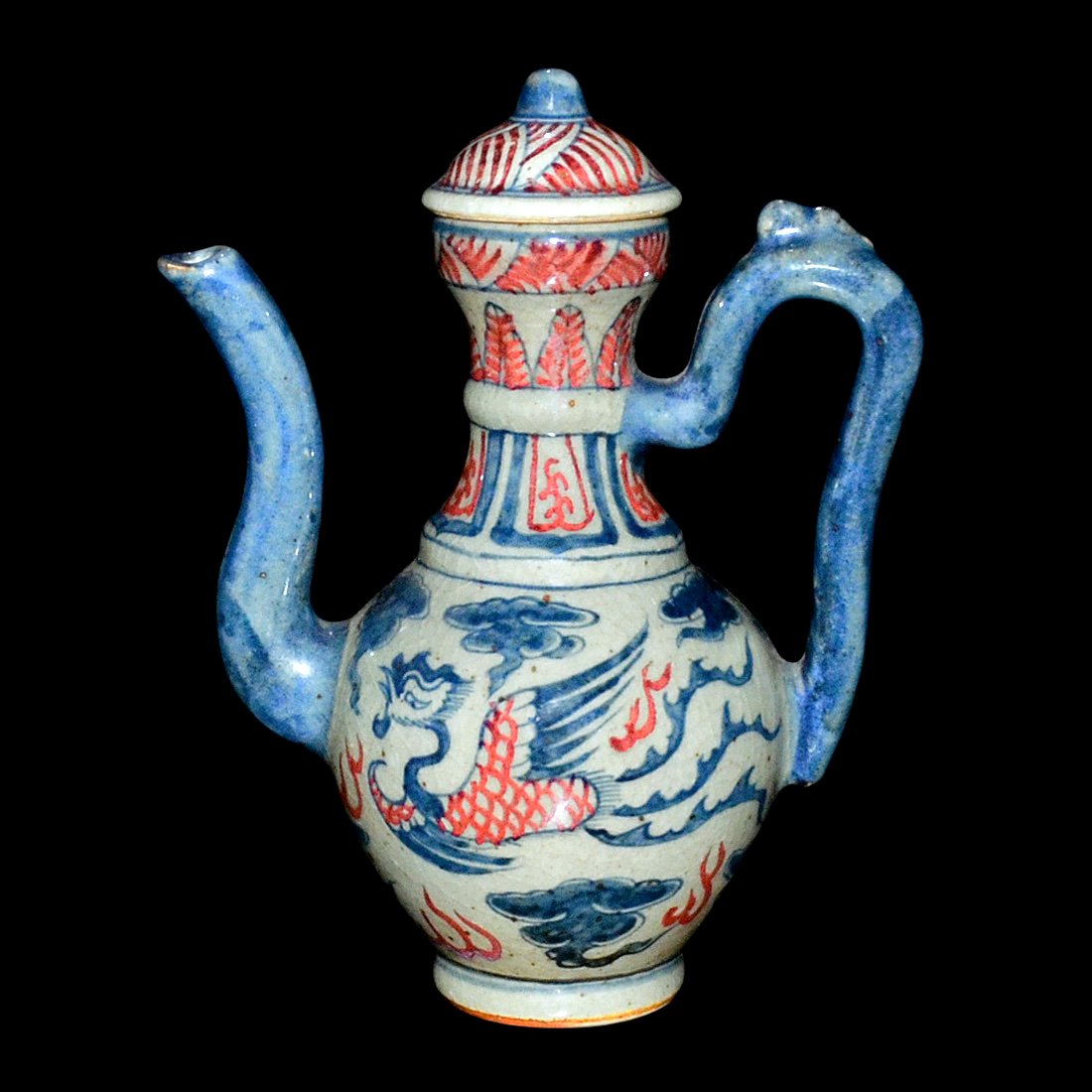 Underglazed Blue with Copper-Red Phoenix Ewer (1 of 7)