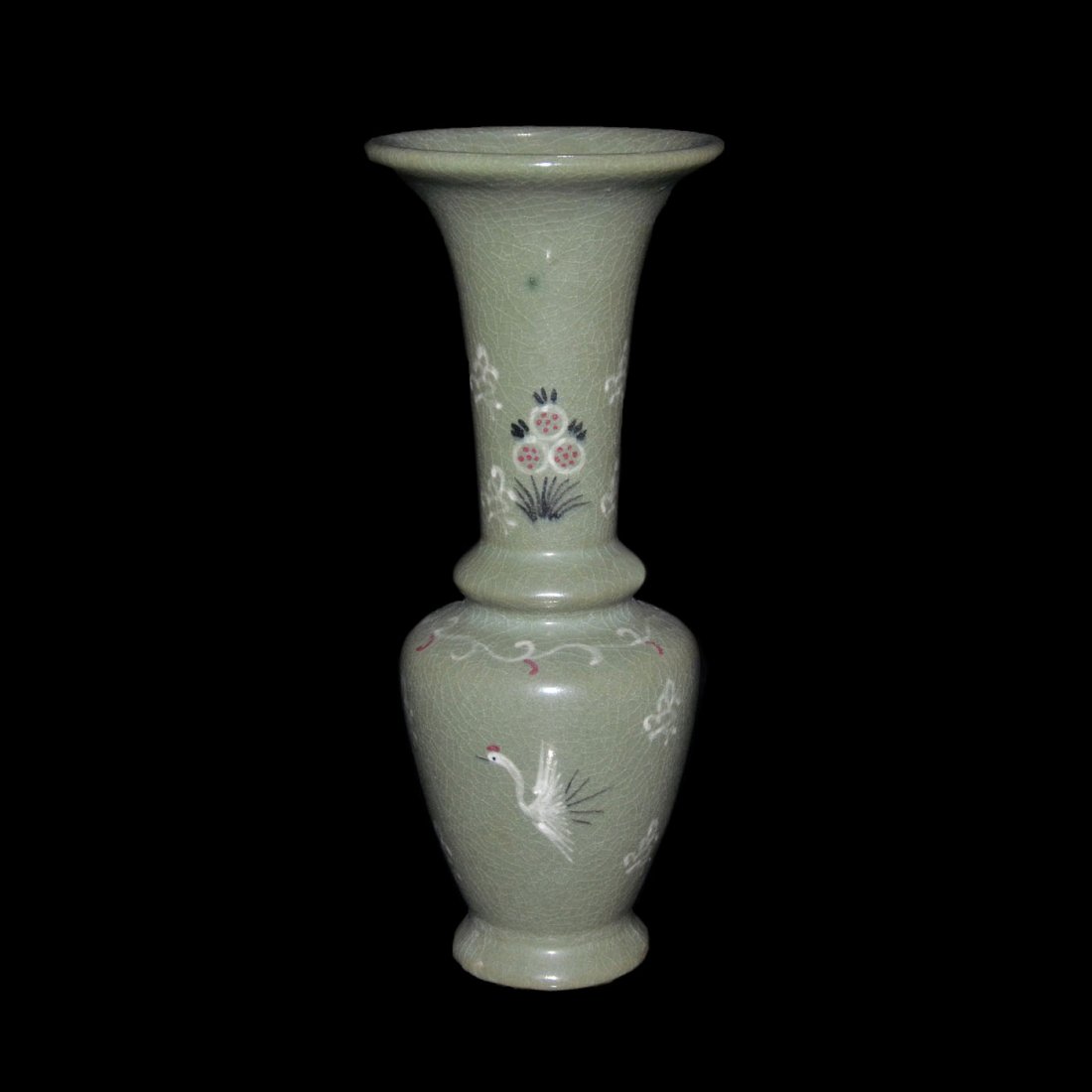 Korean 19th C, Celadon-glazed and Copper-red Gu, (1 of 5)