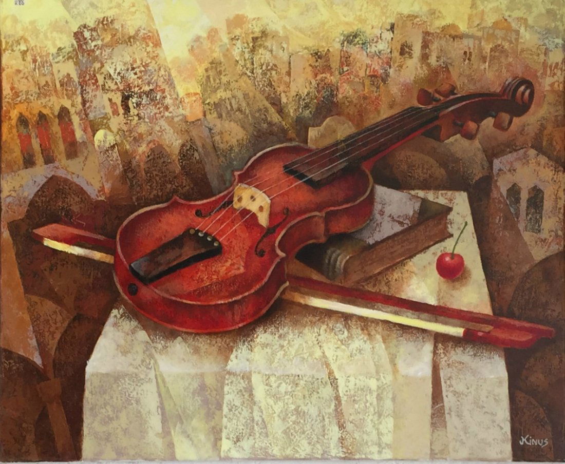 Victor Kinus Small Violin   Oil and acrylic on Canvas (1 of 1)