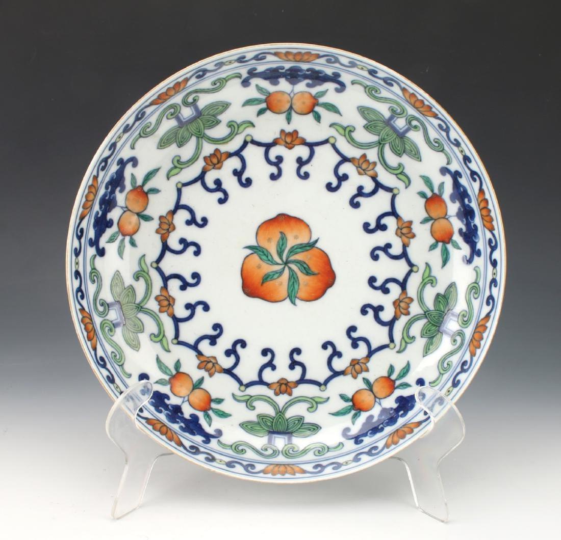 A Chinese Qing dynasty doucai porcelain plate (1 of 6)