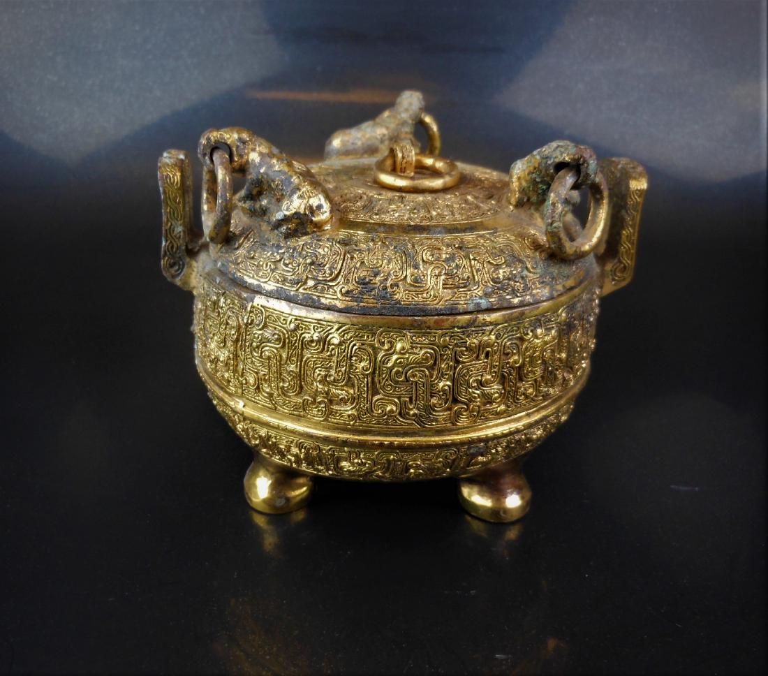 An unusual small Chinese warring state period gilt (1 of 9)