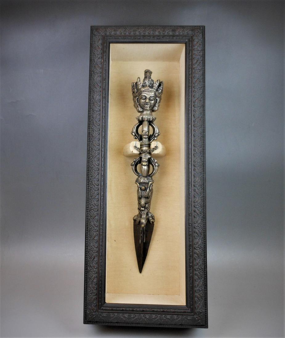 A Chinese silvered bronze Phurba dagger (1 of 10)