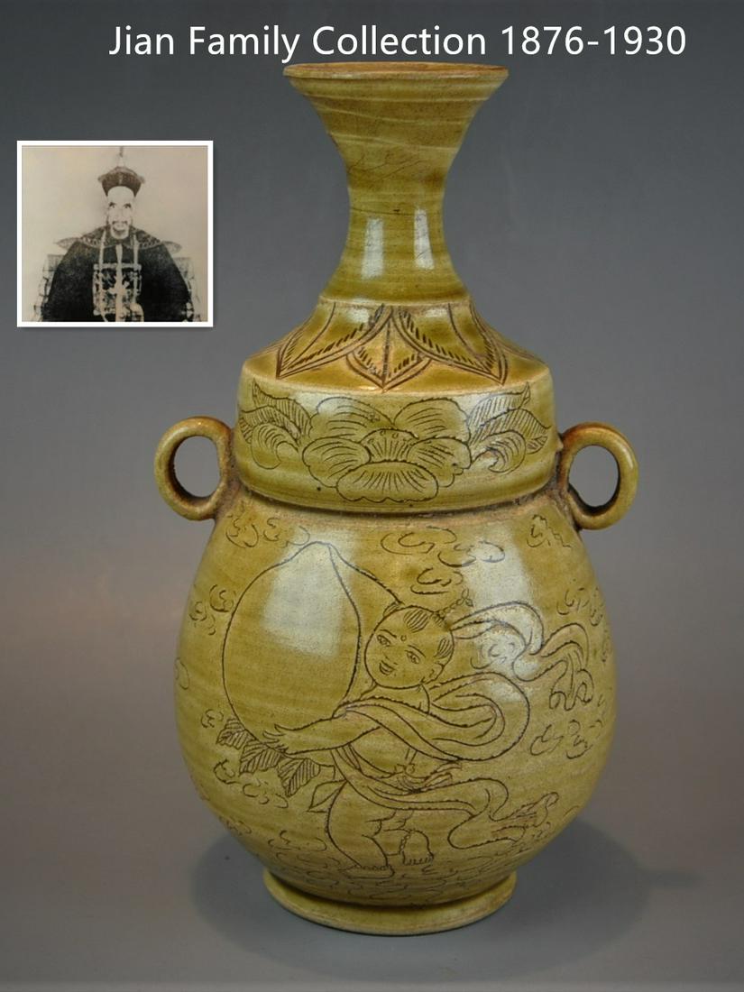 A Chinese Song style Cizhou-type green-glazed porcelain (1 of 7)