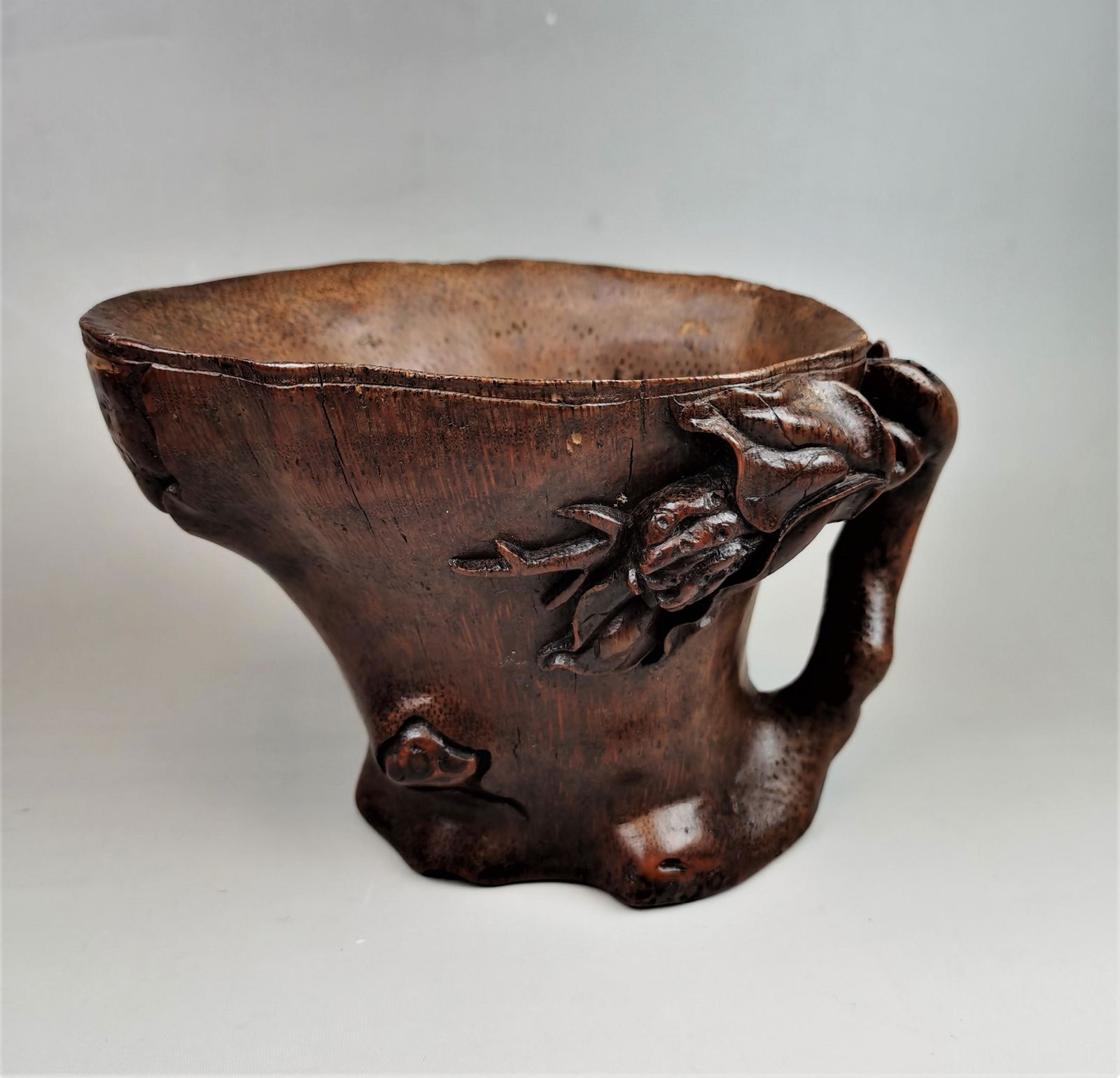 A Chinese archaic style bamboo carved libation cup (1 of 8)