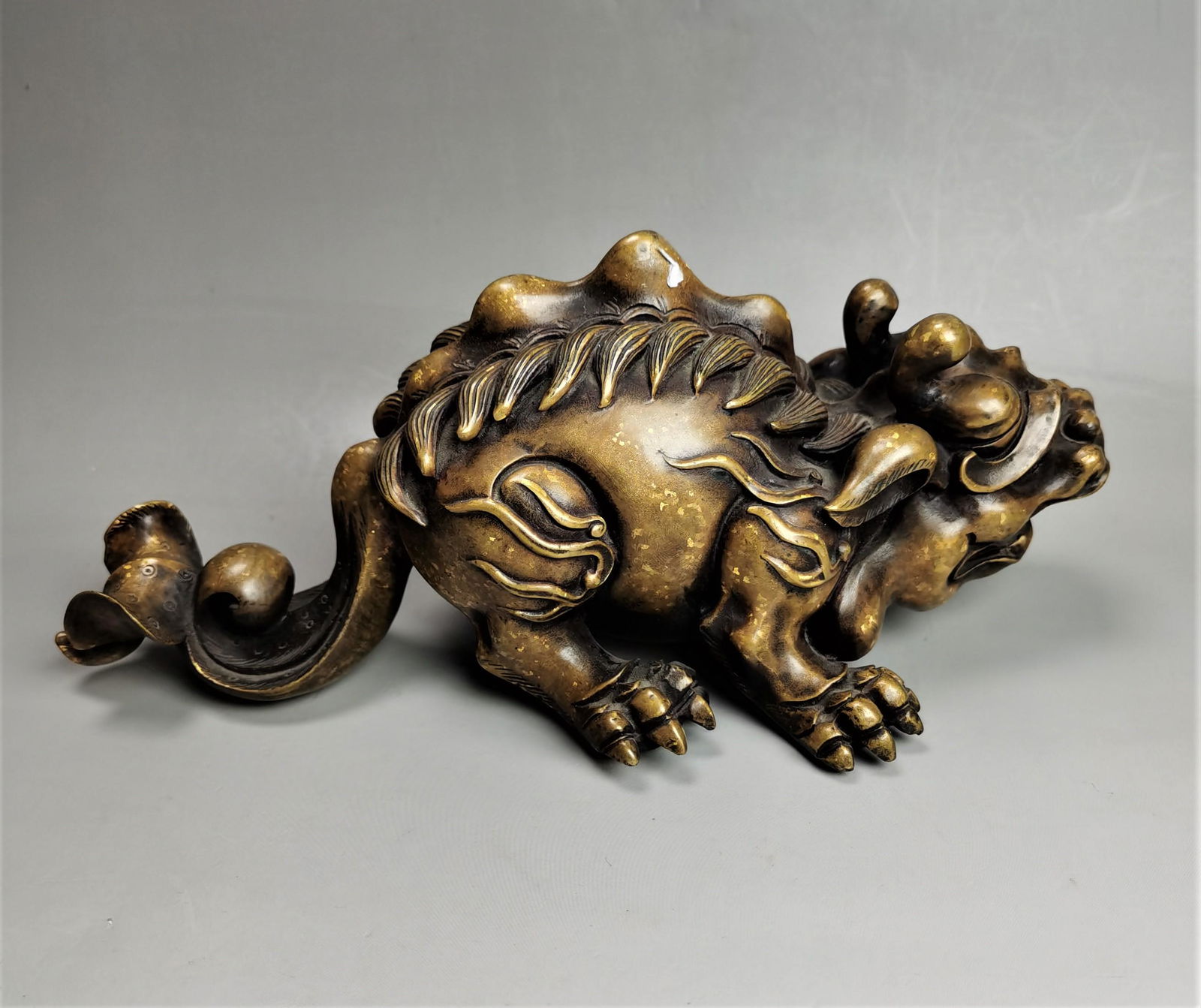 A Chinese Qing style bronze Qilin (1 of 8)