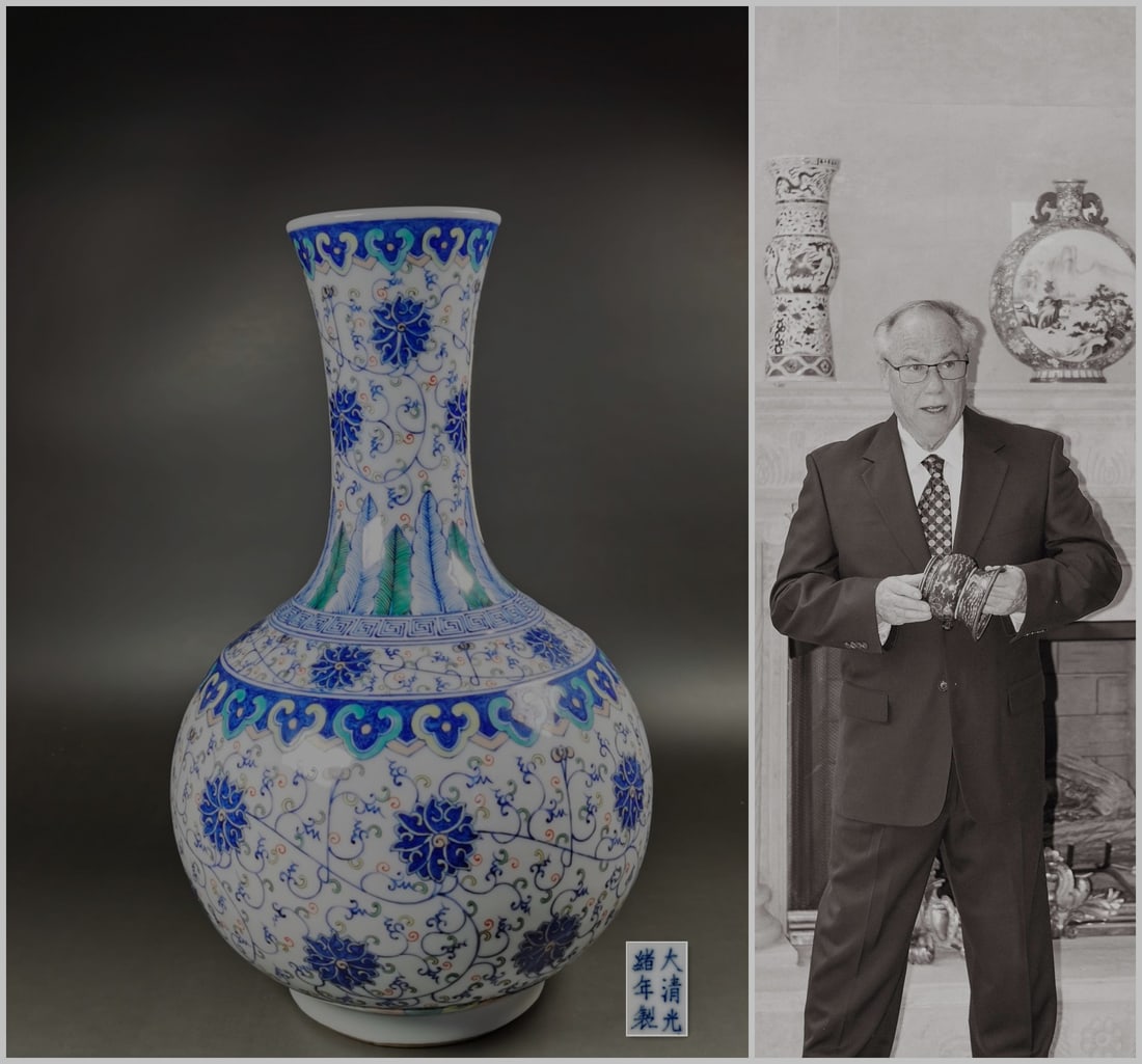 Chinese blue and white and famille rose porcelain vase: Chinese blue and white and famille rose porcelain vase H: 39.5cm, W: 24cm Provenance: from the collections of a private collector Mr. Arlin Holmes (1951-2019) south Atlanta, GA, who was also a realtor