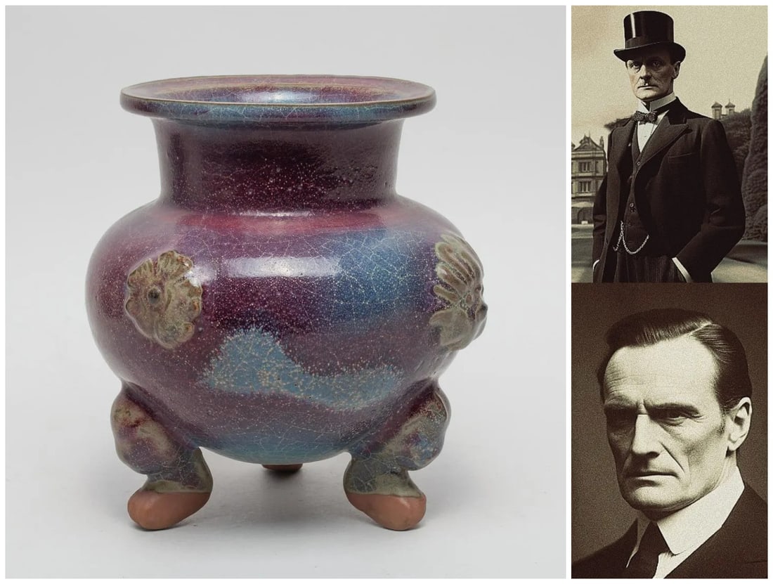 Chinese yuan/ming style jun-yao fambe porcelain tripod censer (1 of 11)