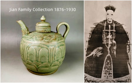 Chinese yaozhou-yao celadon glazed porcelain teapot