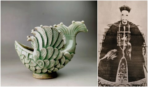 Chinese celadon glazed fish cup