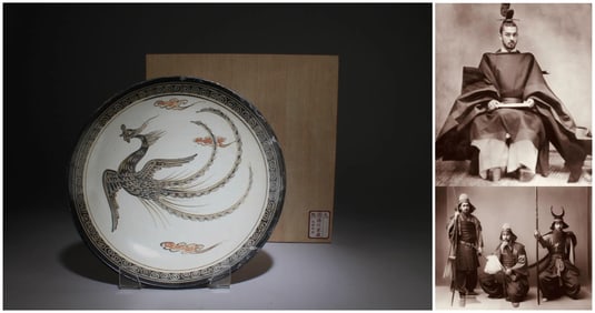 Chinese cizhou type porcelain plate decoration black glazed phoenix