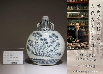 Chinese blue and white double eared porcelain vase