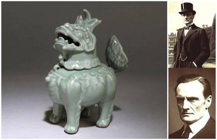Chinese celadon glazed imperial lion shaped incense burner