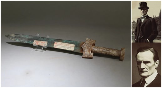 Chinese bronze and jade hand ornament