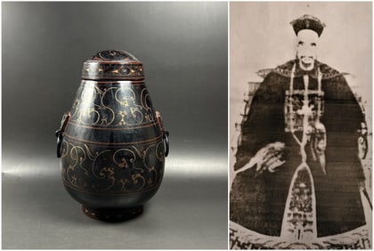 Chinese Han dynasty style lacquer jar with lid