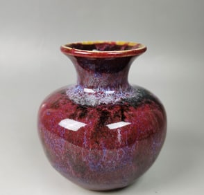 Chinese red flambe glazed porcelain jar