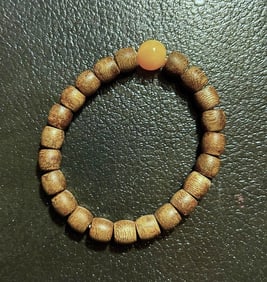 Chinese natural qinan Agarwood carved bead bracelet