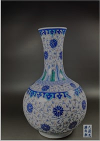 Chinese blue and white and famille rose porcelain vase