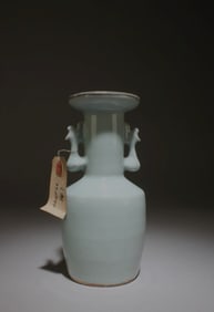 Chinese longquan type porcelain double eared vase