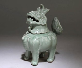 Chinese celadon glazed imperial lion shaped incense burner