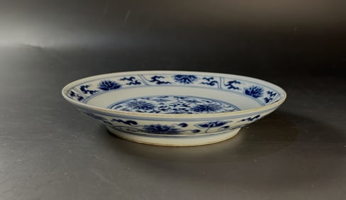Chinese qing dynasty blue and white porcelain plate