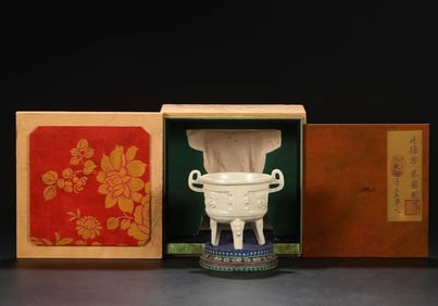 Chinese ding ware white glazed tripod censer