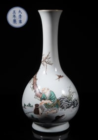 Chinese famille rose figure motif porcelain vase