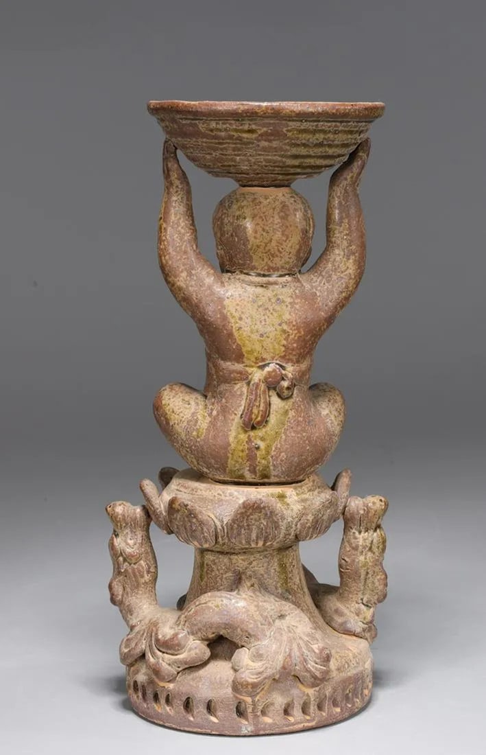 Chinese ceramic figure candlestick - 4