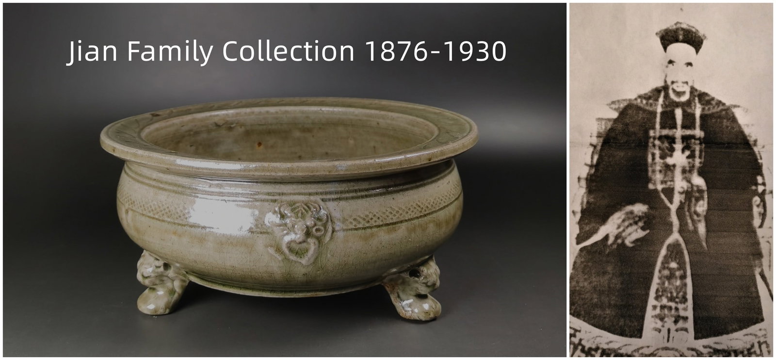 Chinese yue-yao celadon glazed porcelain tripod censer (1 of 9)