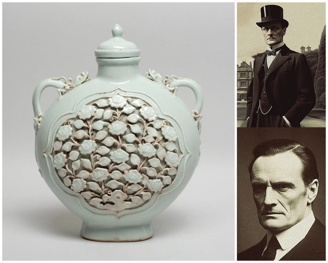 Chinese white glazed carved porcelain double eared vase with lid: Chinese white glazed carved porcelain double eared vase with lid, and with AI detectionApprox. H 26 x W 21.5 cm(H 10.23 x W 8.46 inches)Provenance: Property from the family heritage of Laternal