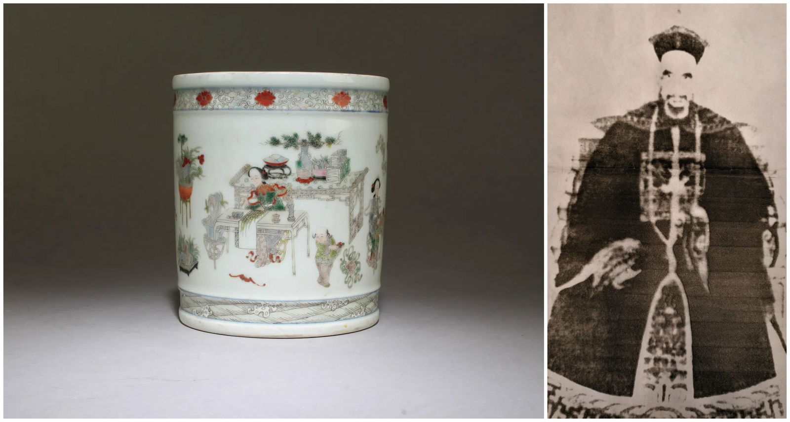 Chinese famille rose porcelain brush holder (1 of 10)